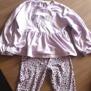 Lavender Kids Outfit Set with Bow Detail